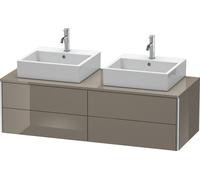 Duravit XSquare Meuble sous-vasque sur console suspendu, pour deux vasques, 4 tiroirs, 1400x400x548mm, XS4916B8989, Couleur: Laque haute brillance Gris Flanelle
