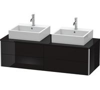 Duravit XSquare Meuble sous-vasque sur console suspendu, pour deux vasques, 4 tiroirs, 1400x400x548mm, XS4916B4040, Couleur: Laque noire brillante