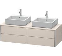 Duravit XSquare Meuble sous-vasque sur console suspendu, pour deux vasques, 4 tiroirs, 1400x400x548mm, XS4916B9191, Couleur: Taupe mat