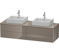 Duravit XSquare Meuble sous-vasque sur console suspendu, pour deux vasques, 4 tiroirs, 1600x400x548mm, XS4917B8989, Couleur: Laque haute brillance Gris Flanelle