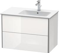 Duravit XSquare Vanity unit à suspension murale 81,0 x 47,8 cm, 2 tiroirs, pour lavabo ME by Starck 234683, cuve à droite, XS417708585, Couleur: Laque brillante blanche