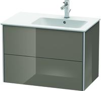 Duravit XSquare Vanity unit à suspension murale 81,0 x 47,8 cm, 2 tiroirs, pour lavabo ME by Starck 234683, cuve à droite, XS417708989, Couleur: Laque haute brillance Gris Flanelle