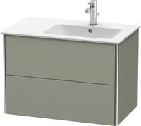 Duravit XSquare Vanity unit à suspension murale 81,0 x 47,8 cm, 2 tiroirs, pour lavabo ME by Starck 234683, cuve à droite, XS417709292, Couleur: Gris pierre Vernis satiné mat Soie