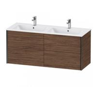 Duravit XViu 4129 Meuble sous-lavabo suspendu, 4 tiroirs, pour lavabo double ME by Starck 233613, 1280x480 mm, XV41290B221, Couleur: noir mat/noyer foncé
