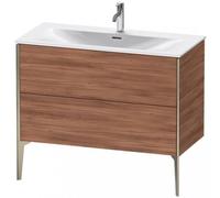 Duravit XViu 4303 Meuble sous-lavabo vertical, 2 tiroirs, pour lavabo Viu 234410, 1010x480 mm, XV43030B179, Couleur: champagne mat/noix de Grenoble naturel