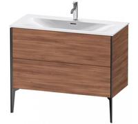 Duravit XViu 4303 Meuble sous-lavabo vertical, 2 tiroirs, pour lavabo Viu 234410, 1010x480 mm, XV43030B279, Couleur: noir mat/noyer naturel