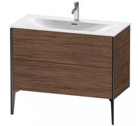 Duravit XViu 4303 Meuble sous-lavabo vertical, 2 tiroirs, pour lavabo Viu 234410, 1010x480 mm, XV43030B221, Couleur: noir mat/noyer foncé