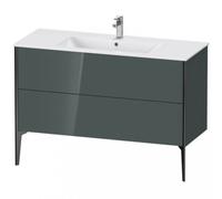 Duravit Xviu 4484 Meuble sous-lavabo vertical, 2 tiroirs, pour lavabo ME by Starck 233612, 1210x480 mm,, XV44840B238, Couleur: noir mat/gris dolomiti hgl
