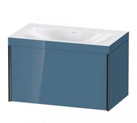 Duravit XViu 4610 Meuble vasque c-bonded, sans trou pour robinet, avec socle suspendu, 1 tiroir, 800x480, XV4610NB247, Couleur: noir mat/bleu pierre hgl.