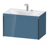 Duravit XViu 4610 Vasque à meuble c-bonded, avec 2 trous pour robinet, avec socle suspendu, 1 tiroir, 800x480, XV4610EB247, Couleur: noir mat/bleu pierre hgl.