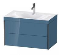 Duravit XViu 4615 Vasque à meuble c-bonded, avec 1 trou pour robinet, avec socle suspendu, 2 tiroirs, 800x480, XV4615OB247, Couleur: noir mat/bleu pierre hgl.