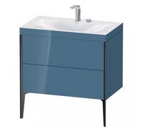 Duravit XViu 4710 Vasque à meuble c-bonded, avec 2 trous pour robinet, avec socle sur pied, 2 tiroirs, 800x480, XV4710EB247, Couleur: noir mat/bleu pierre hgl.