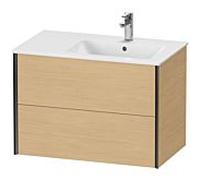 Duravit XViu meuble sous-vasque XV41590B230 81x48x56cm, 2 tiroirs, vasque à droite, noir mat, Eiche natur