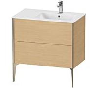 Duravit XViu meuble sous-vasque XV44870B130 81x48x59,4cm, 2 coulissants, vasque à droite, champagne mat, Eiche natur