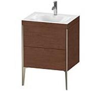 Duravit XViu Table de toilette XV4709OB113C 60x48cm, 2 2000 - out, Match2 trou de coulée, champagne mat, Cadres C, Noyer d' Amérique