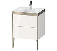 Duravit XViu Table de toilette XV4709OB122P 60x48cm, 2 2000 - out, match3 trou de coulée, champagne mat, Cadres P, blanc haute brillance