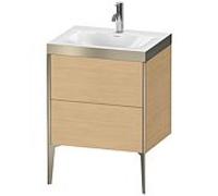 Duravit XViu Table de toilette XV4709OB130P 60x48cm, 2 2000 - out, match3 trou de coulée, champagne mat, Cadres P, Eiche natur