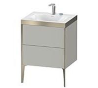 Duravit XViu Table de toilette XV4709OB135C 60x48cm, 2 2000 - out, Match2 trou de coulée, champagne mat, Cadres C, en terre chêne