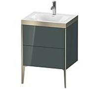 Duravit XViu Table de toilette XV4709OB138P 60x48cm, 2 2000 - out, Match2 trou de coulée, champagne mat, Cadres P, Dolomiti gris brillant