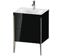 Duravit XViu Table de toilette XV4709OB140C 60x48cm, 2 2000 - out, Match2 trou de coulée, champagne mat, Cadres C, noir brillant