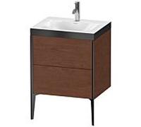 Duravit XViu Table de toilette XV4709OB213P 60x48cm, 2 2000 - out, Match2 trou de coulée, noir mat, Cadres P, noyer d' Amérique