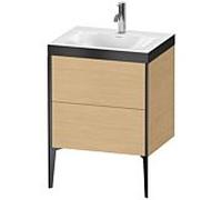Duravit XViu Table de toilette XV4709OB230P 60x48cm, 2 2000 - out, match3 trou de coulée, noir mat, Cadres P, Eiche natur