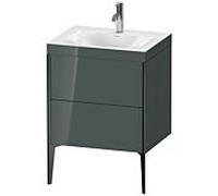 Duravit XViu Table de toilette XV4709OB238C 60x48cm, 2 2000 - out, Match2 trou de coulée, noir mat, Cadres C, Dolomiti gris brillant