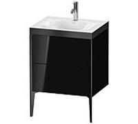 Duravit XViu Table de toilette XV4709OB240P 60x48cm, 2 2000 - out, Match2 trou de coulée, noir mat, Cadres P, noir brillant