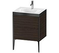 Duravit XViu Table de toilette XV4709OB269P 60x48cm, 2 2000 - out, Match2 trou de coulée, noir mat, Cadres P, noyer satiné