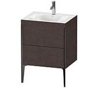 Duravit XViu Table de toilette XV4709OB272C 60x48cm, 2 2000 - out, Match2 trou de coulée, noir mat, Cadres C, brossé chêne foncé