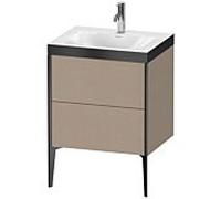 Duravit XViu Table de toilette XV4709OB275P 60x48cm, 2 2000 - out, Match2 trou de coulée, noir mat, Cadres P, lin