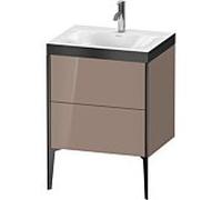 Duravit XViu Table de toilette XV4709OB286P 60x48cm, 2 2000 - out, Match2 trou de coulée, noir mat, Cadres P, cappucino haute brillance