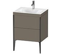 Duravit XViu Table de toilette XV4709OB290C 60x48cm, 2 2000 - out, Match2 trou de coulée, noir mat, Cadres C, flanelle gris mat de soie