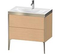Duravit XViu Table de toilette XV4710OB112P 80x48cm, 2 2000 - out, Match2 trou de coulée, champagne mat, Cadres P, chêne brossé