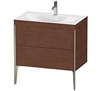 Duravit XViu Table de toilette XV4710OB113C 80x48cm, 2 2000 - out, Match2 trou de coulée, champagne mat, Cadres C, Noyer d' Amérique