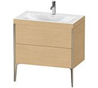 Duravit XViu Table de toilette XV4710OB130C 80x48cm, 2 2000 - out, match3 trou de coulée, champagne mat, Cadres C, Eiche natur