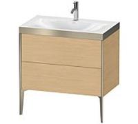 Duravit XViu Table de toilette XV4710OB130P 80x48cm, 2 2000 - out, match3 trou de coulée, champagne mat, Cadres P, Eiche natur