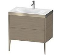 Duravit XViu Table de toilette XV4710OB135P 80x48cm, 2 2000 - out, Match2 trou de coulée, champagne mat, Cadres P, terra chêne