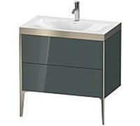 Duravit XViu Table de toilette XV4710OB138P 80x48cm, 2 2000 - out, Match2 trou de coulée, champagne mat, Cadres P, Dolomiti gris brillant