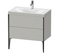 Duravit XViu Table de toilette XV4710OB207C 80x48cm, 2 2000 - out, Match2 trou de coulée, noir mat, Cadres C, gris béton mat