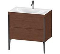 Duravit XViu Table de toilette XV4710OB213C 80x48cm, 2 2000 - out, Match2 trou de coulée, noir mat, Cadres C, Noyer d' Amérique