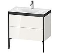 Duravit XViu Table de toilette XV4710OB222P 80x48cm, 2 2000 - out, match3 trou de coulée, noir mat, Cadres P, blanc haute brillance