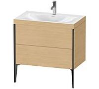 Duravit XViu Table de toilette XV4710OB230C 80x48cm, 2 2000 - out, match3 trou de coulée, noir mat, Cadres C, Eiche natur