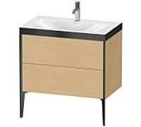 Duravit XViu Table de toilette XV4710OB230P 80x48cm, 2 2000 - out, match3 trou de coulée, noir mat, Cadres P, Eiche natur