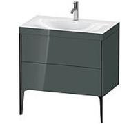 Duravit XViu Table de toilette XV4710OB238C 80x48cm, 2 2000 - out, Match2 trou de coulée, noir mat, Cadres C, Dolomiti gris brillant