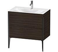Duravit XViu Table de toilette XV4710OB269C 80x48cm, 2 2000 - out, Match2 trou de coulée, noir mat, Cadres C, noyer satiné