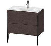 Duravit XViu Table de toilette XV4710OB272C 80x48cm, 2 2000 - out, Match2 trou de coulée, noir mat, Cadres C, brossé chêne foncé
