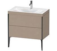 Duravit XViu Table de toilette XV4710OB275C 80x48cm, 2 2000 - out, Match2 trou de coulée, noir mat, Cadres C, le lin