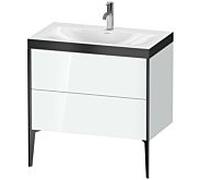 Duravit XViu Table de toilette XV4710OB285P 80x48cm, 2 2000 - out, match3 trou de coulée, noir mat, Cadres P, blanc haute brillance
