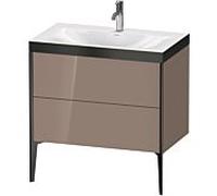 Duravit XViu Table de toilette XV4710OB286P 80x48cm, 2 2000 - out, Match2 trou de coulée, noir mat, Cadres P, à haute brillance cappucino